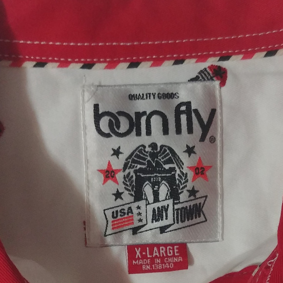 Born Fly Short Sleeve Button Shirt XL - Picture 2 of 3
